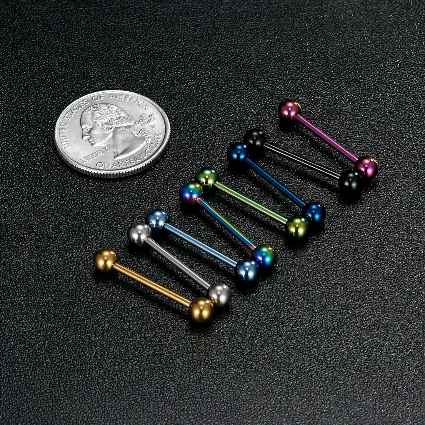 VCMART 12Mm-18Mm 14G Tongue Rings Nipple Straight Barbells Surgical Steel Body Piercing Jewelry