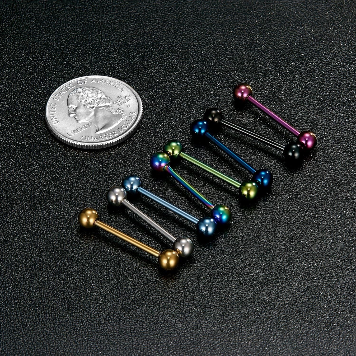 VCMART 12Mm-18Mm 14G Tongue Rings Nipple Straight Barbells Surgical Steel Body Piercing Jewelry