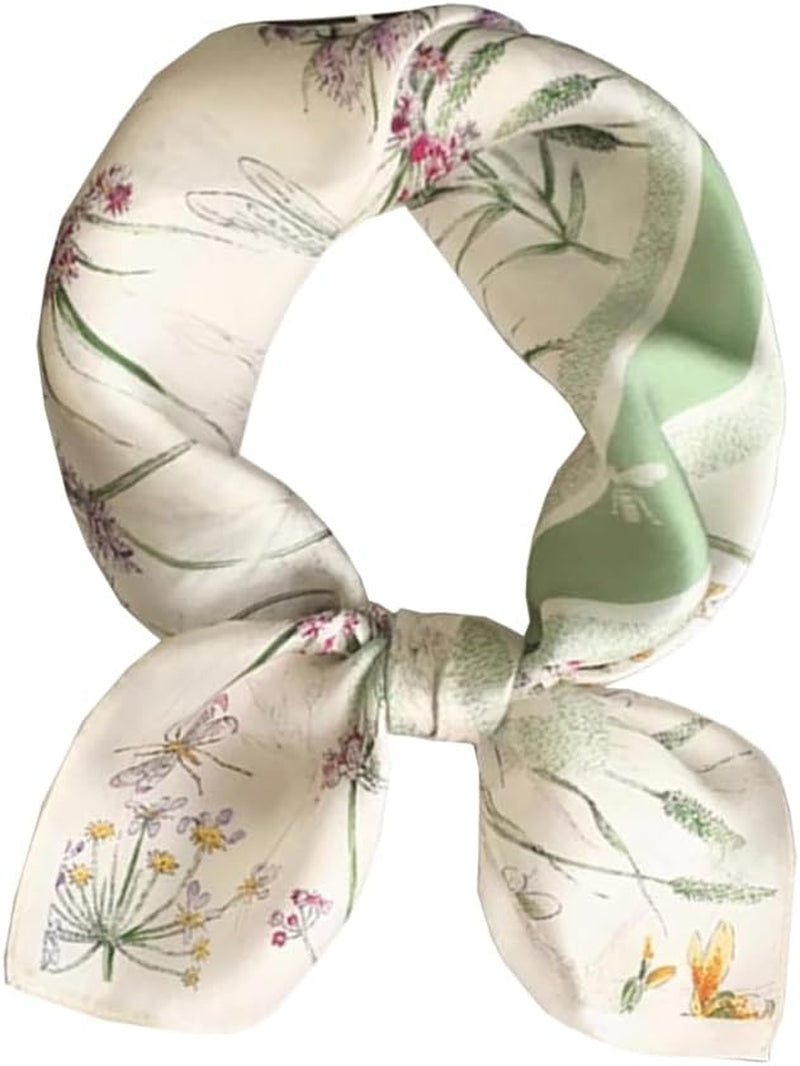 ANDANTINO 100% Mulberry Silk Square Scarf for Hair-25.6" X25.6'' Women Men Natural Silk Neckerchief Digital Printed Headscarf