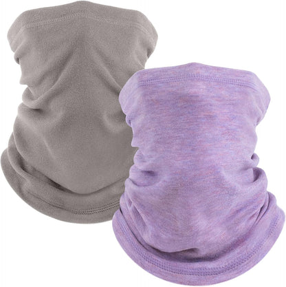 Fuinloth 2 Pack Winter Neck Gaiter, Fleece Warmer Scarf Cold Weather Face Mask Cover for Men/Women