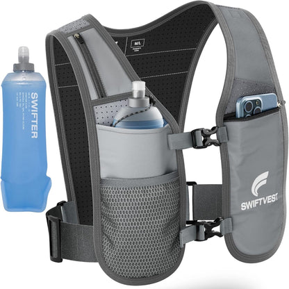 Running accessories vest back view with reflective safety features