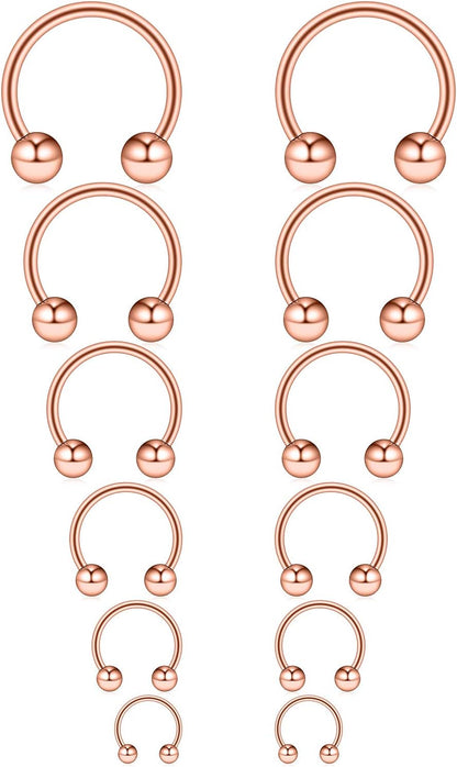 Ruifan 16G Surgical Steel CBR Nose Septum Horseshoe Earring Eyebrow Tongue Lip Nipple Helix Tragus Piercing Ring 6-16Mm