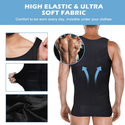 Gynecomastia compression shirt side profile showing seamless fit and support