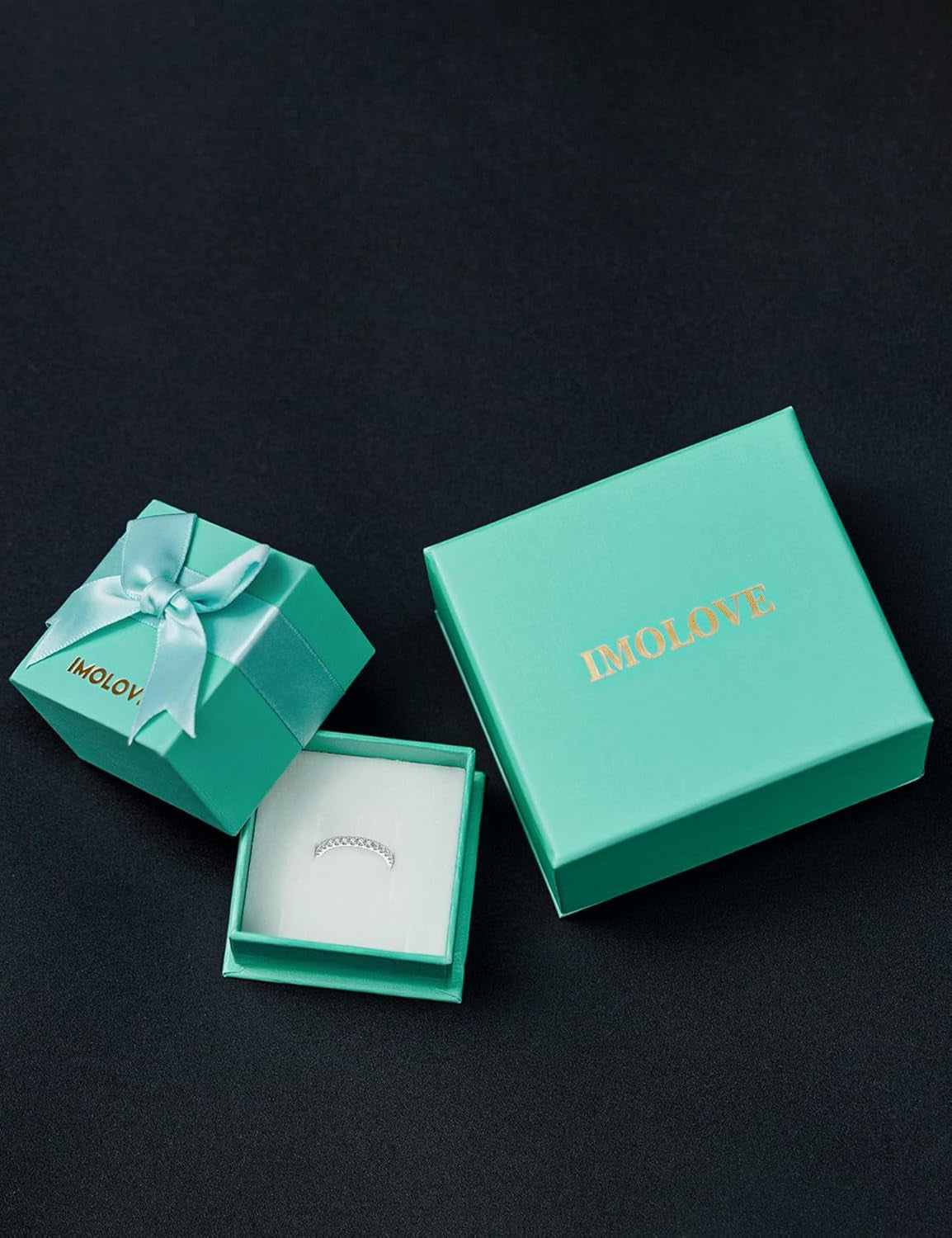 IMOLOVE Lab Grown Diamond Wedding Bands, 0.3-0.42 Carat, Eternity Rings in 18K White Gold & Sterling Silver Size 4-11