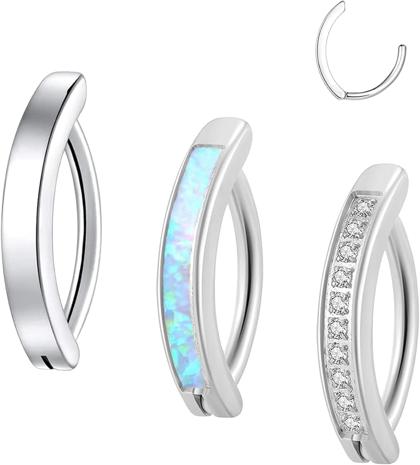 14G Clicker Belly Button Ring，Surgical Stainless Steel Hinged Belly Button Rings Belly Barbell Piercing Navel Barbell Body Jewelry 2PCS