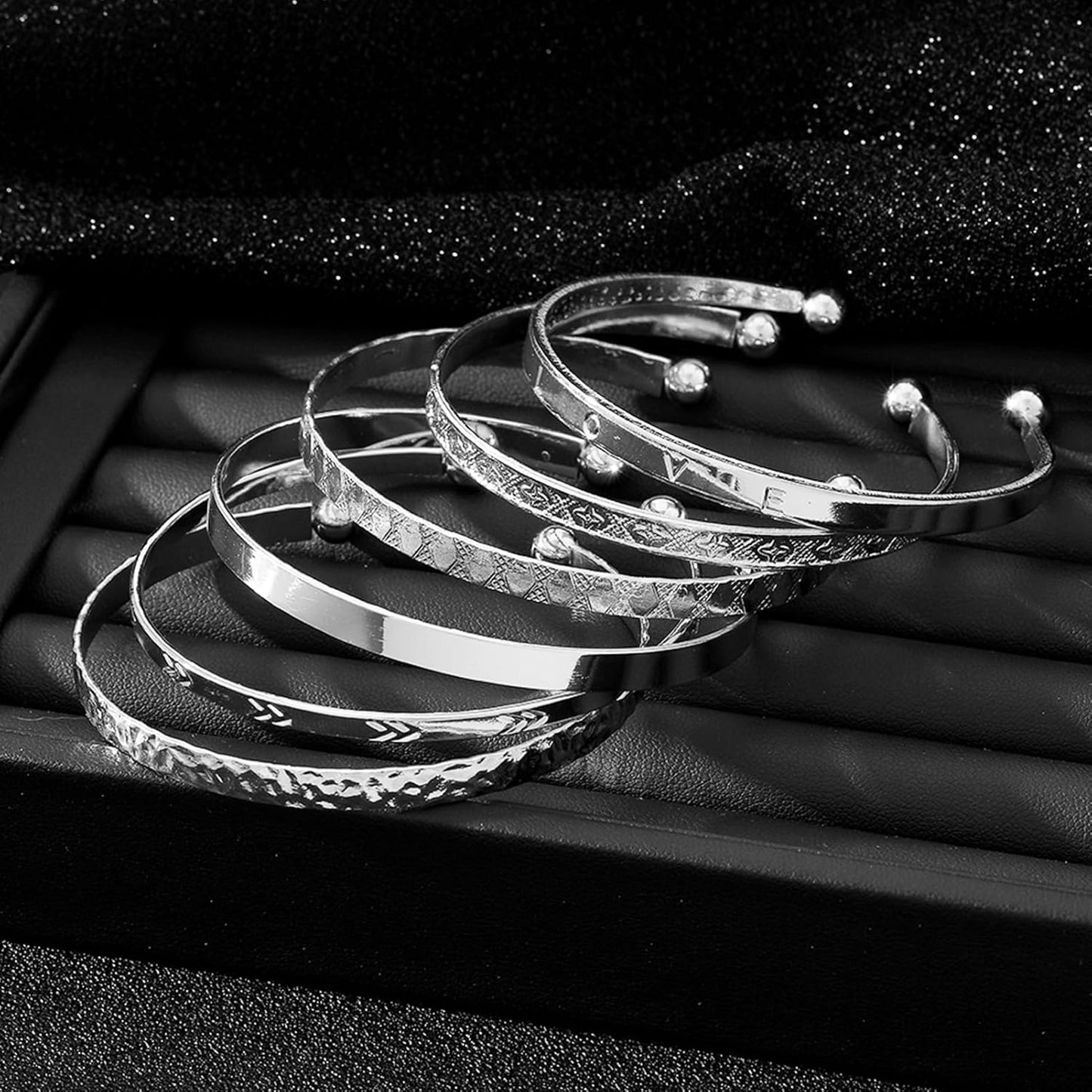 14K plated multi-layer chunky silver bangles for layering