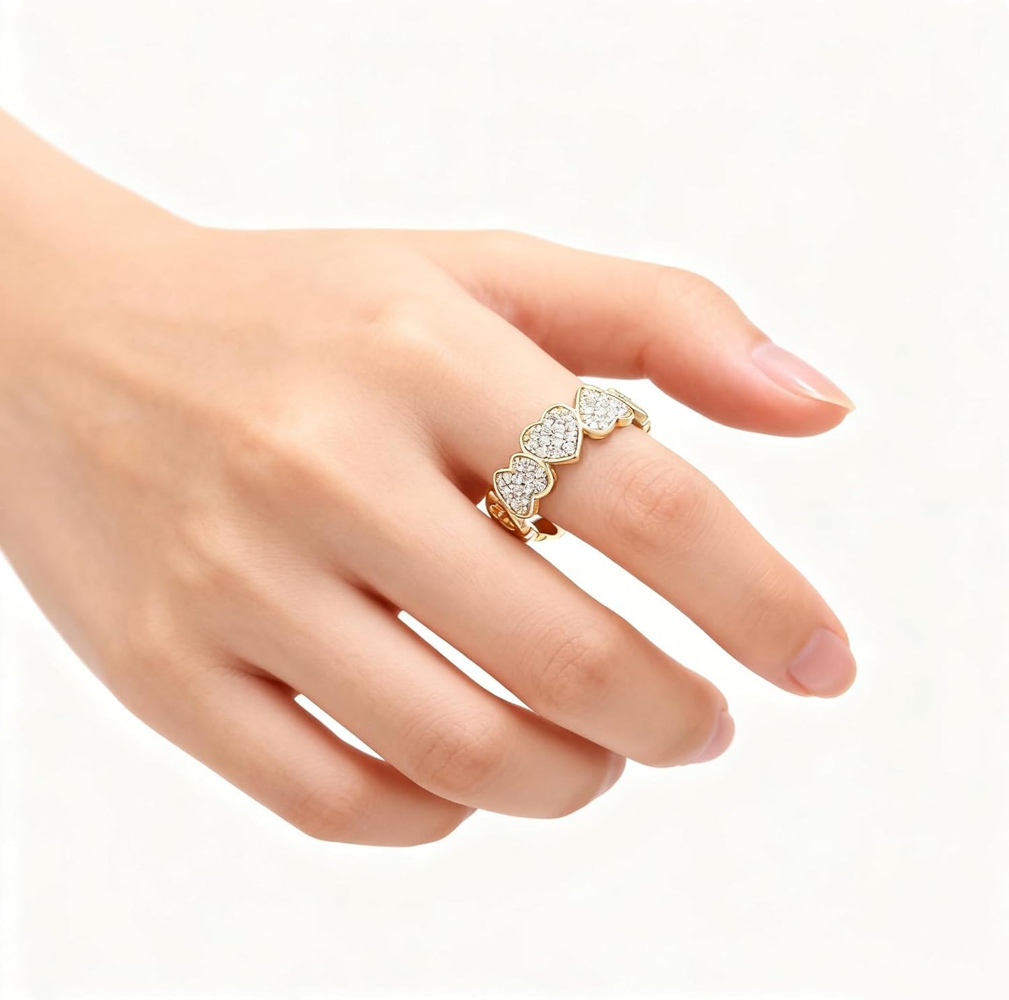 Trendy irregular gold heart ring statement jewelry detail