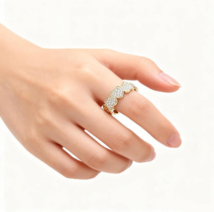 Trendy irregular gold heart ring statement jewelry detail