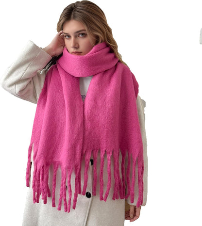 Women'S Winter Scarfs, Mohair Vintage Scarf for Women and Men, Large Chunky Scarf Cashmere Feel Blanket Wrap