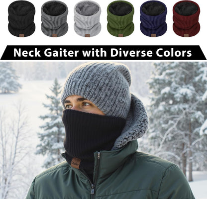 Neck Gaiters for Men Winter Warm Neck Warmer Thick Knit Windproof Gaiter Scarf Cold Weather Scarves