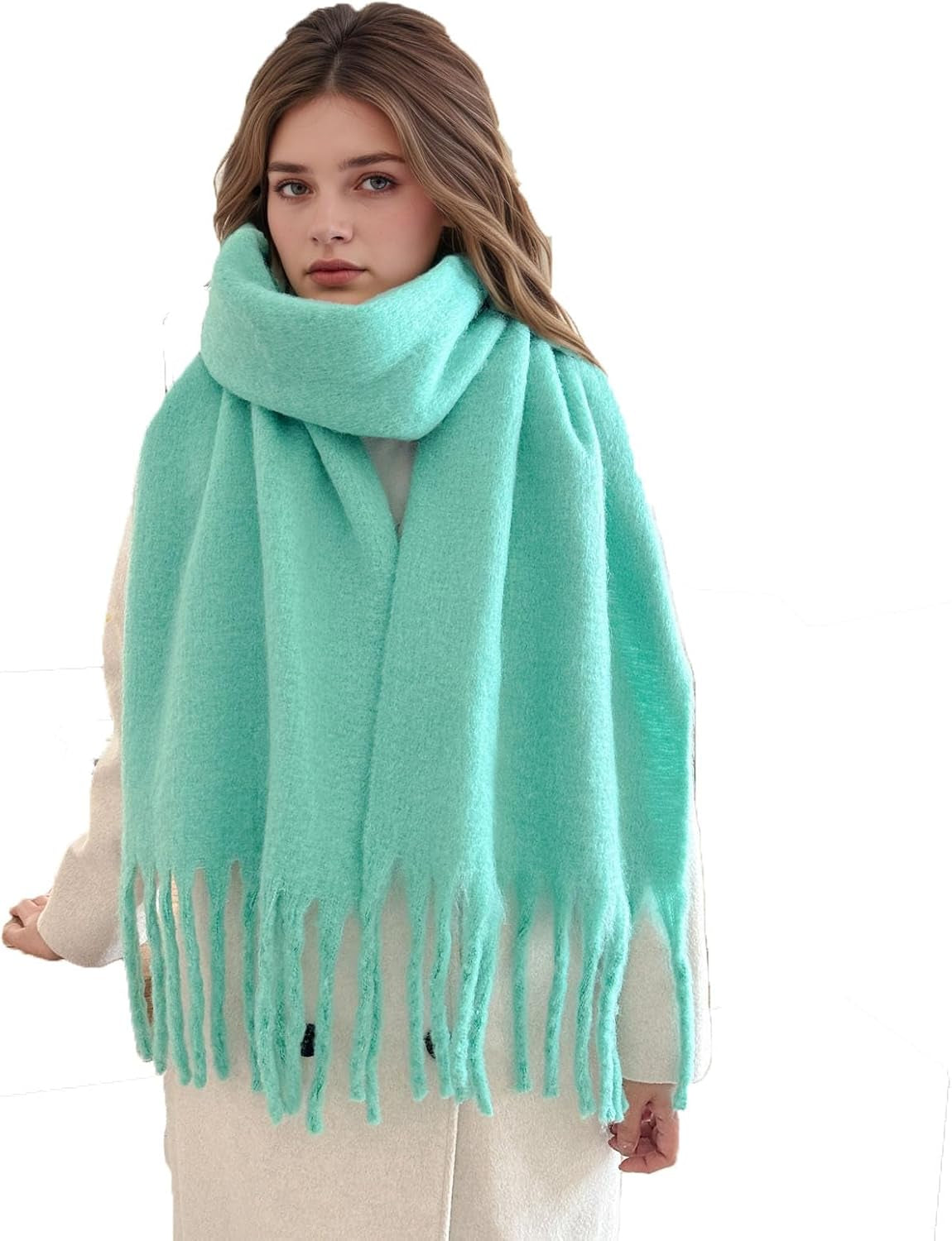 Women'S Winter Scarfs, Mohair Vintage Scarf for Women and Men, Large Chunky Scarf Cashmere Feel Blanket Wrap