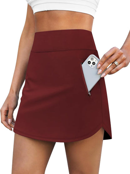 Loukeith Golf Skirts for Women Tennis Skirt with Zipper Pockets High Waisted Running Casual Athletic Skorts Built-In Shorts