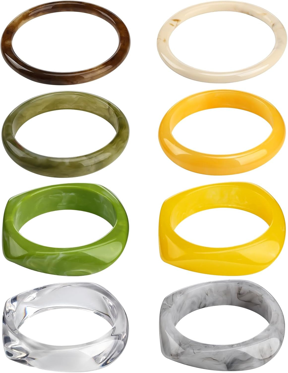 8 Pcs Acrylic Resin Chunky Bangle Bracelets for Women Colorful Punk Geometric Wristband, Christmas Jewelry Gifts