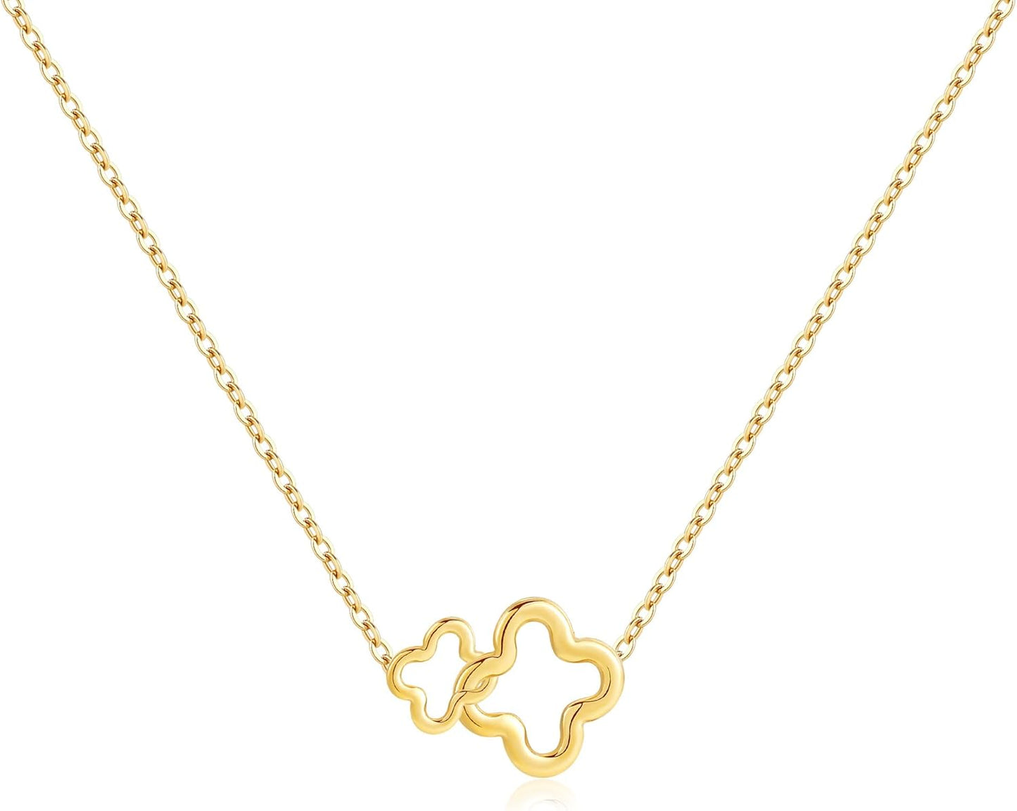 18K Gold Plated Four Leaf Clover Necklace Exquisite Gold Four Leaf Clover Necklace Stainless Steel Flower Lucky Pendant Dainty Jewelry Gifts