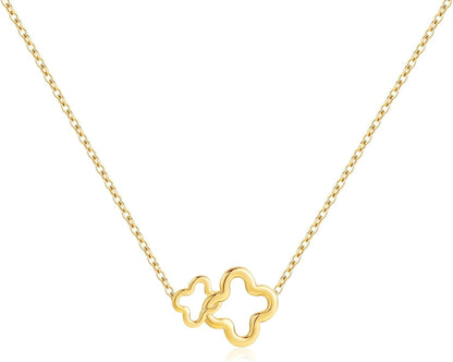18K Gold Plated Four Leaf Clover Necklace Exquisite Gold Four Leaf Clover Necklace Stainless Steel Flower Lucky Pendant Dainty Jewelry Gifts