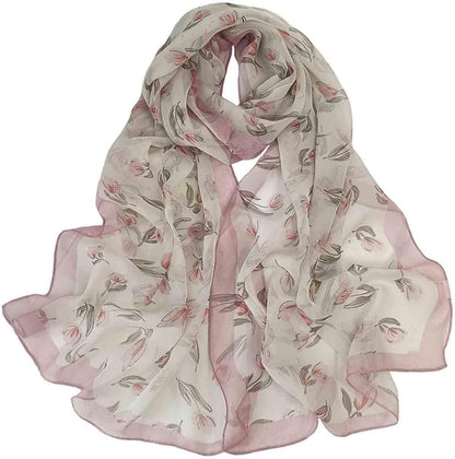 Pokeedioty Scarfs for Women Lightweight Scarves Elegant Floral Pattern Sheer Scarfs Shawls Wraps