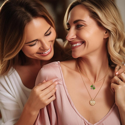 Jean Beau Lucky Clover Necklaces for Women Teen Cute Gold Four Leaf Clover Pendant Necklace Dainty Chain Choker Prom Wedding Accessories Jewelry Gift