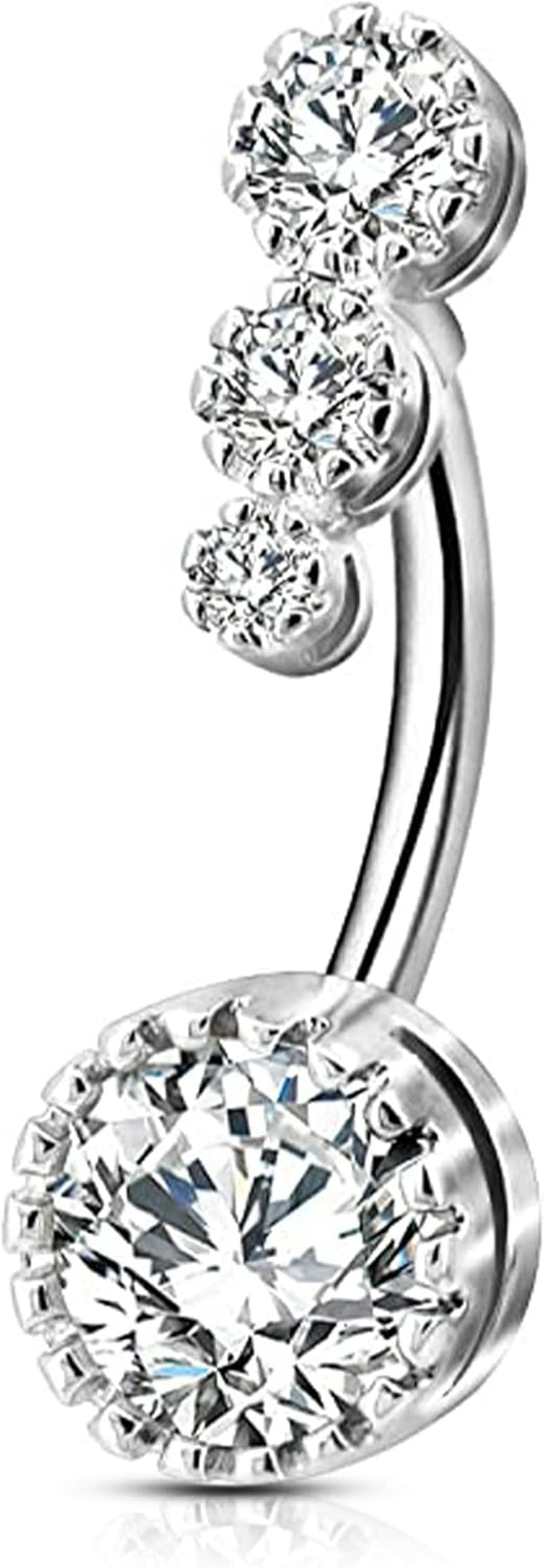 OUFER 316L Surgical Steel Belly Button Rings, Clear CZ Navel Rings, Belly Piercing Jewelry