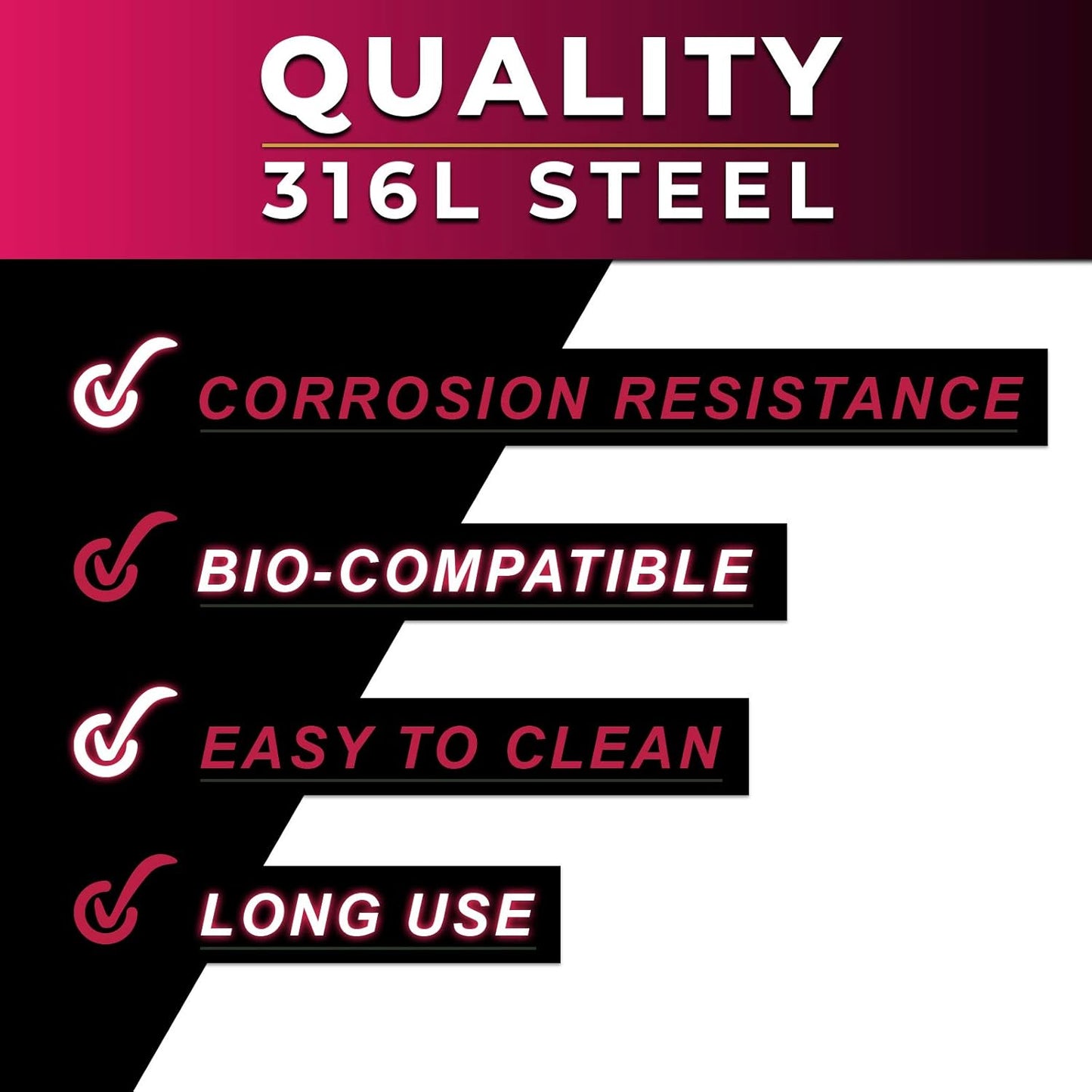 Bodyjewelrytrend 4Pcs 16G Labret Stud Lip Ring Cartilage Tragus Snakebite Monroe Triple Forward Helix Conch Medusa Lobe Black Spike Pick Size