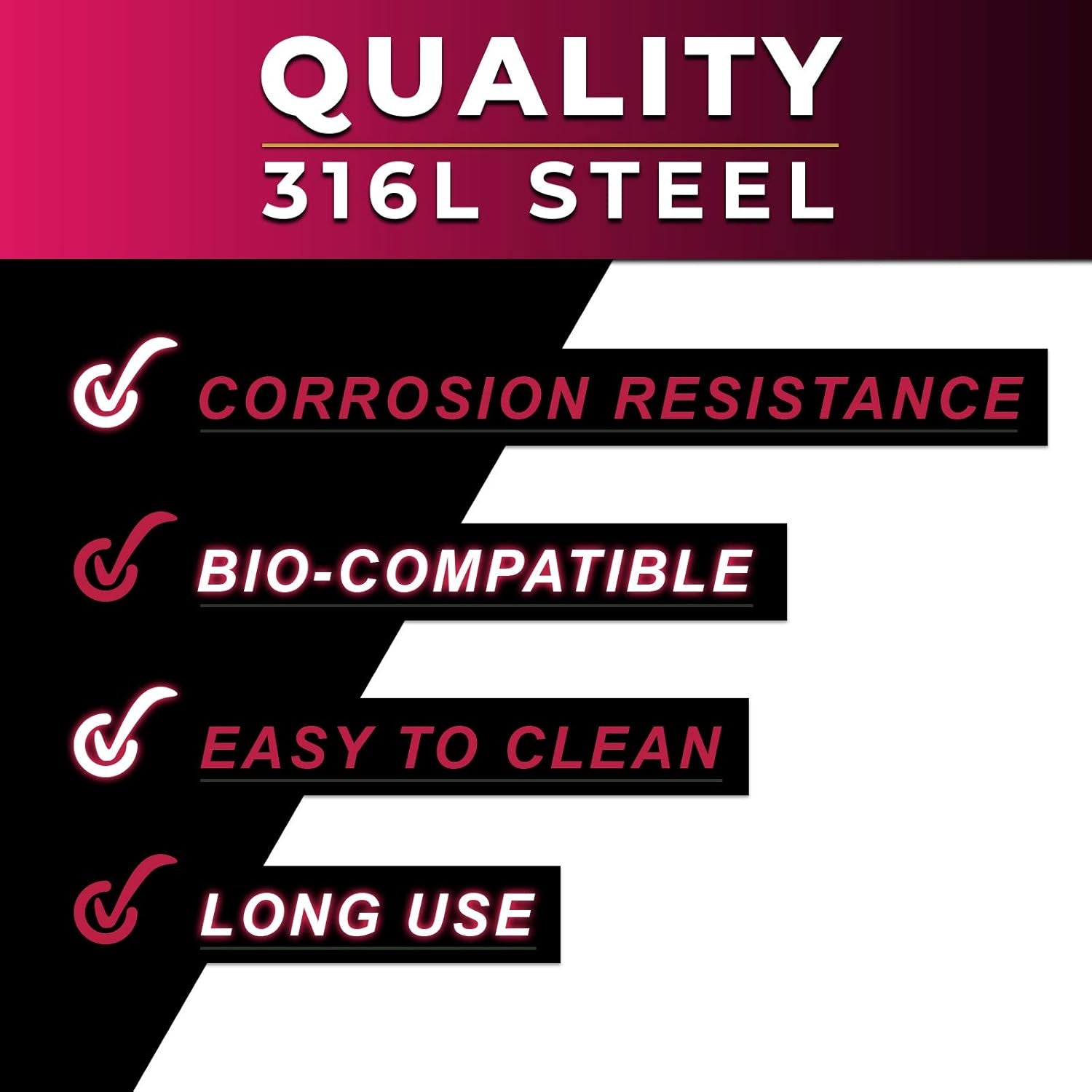 Bodyjewelrytrend 4Pcs 16G Labret Stud Lip Ring Cartilage Tragus Snakebite Monroe Triple Forward Helix Conch Medusa Lobe Black Spike Pick Size