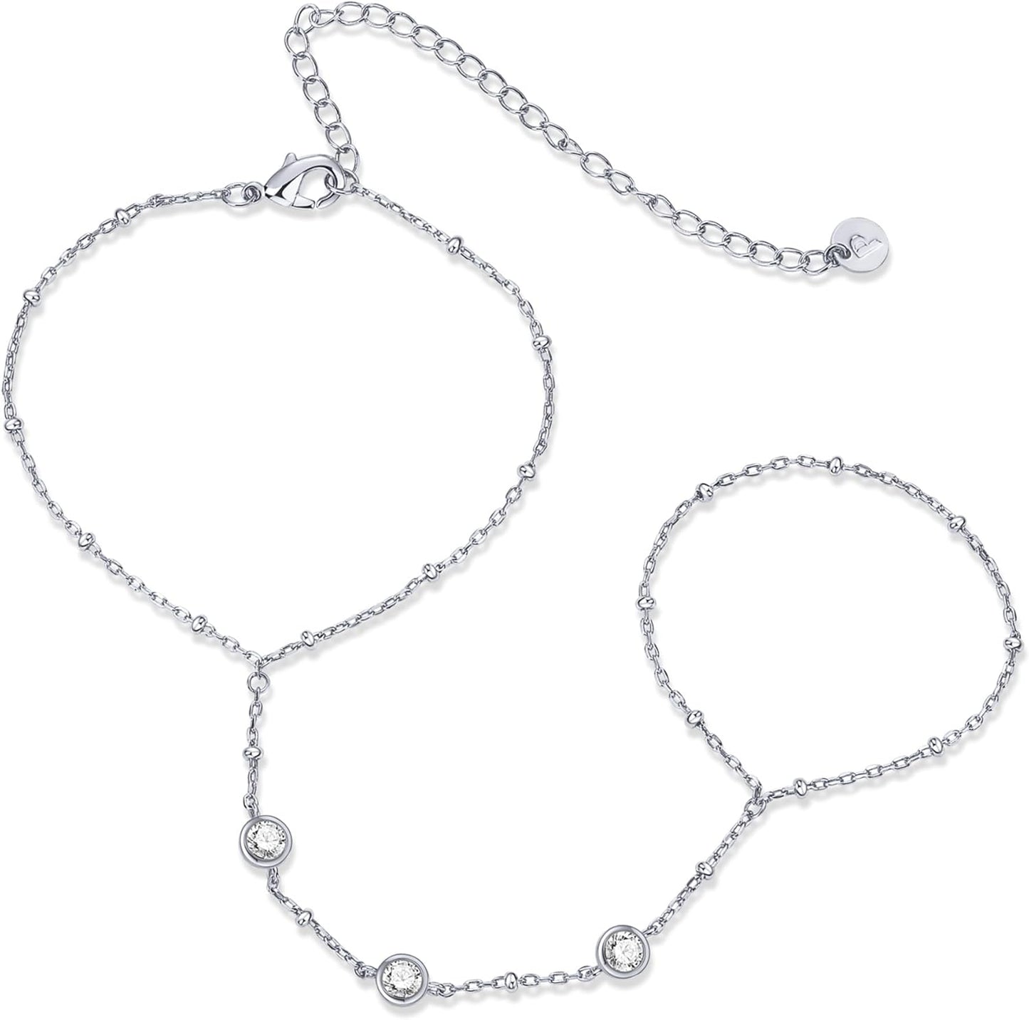 PAVOI 14K Gold Plated Hand Chains for Women - Adjustable Hand Chain Bracelet and Ring - Trendy Gold Handchain Bracelet Stack Summer Jewelry - Beads, Pearl, and Cubic Zirconia Body Jewelry