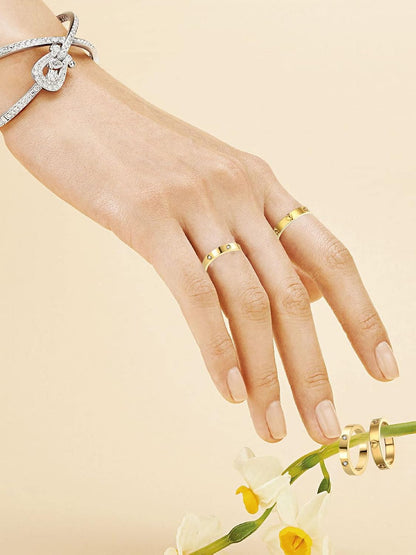 3PCS Love Friendship Ring Gold Ring Sets for Women Stainless Steel Wedding Statement Thumb Ring 18K Gold Silver Rose Plated Cubic Zirconia Rings Jewelry Gifts for Her