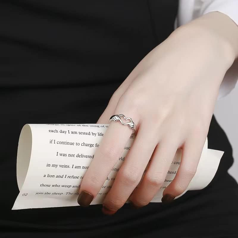 Adjustable heart ring engraved I Love You Forever detail