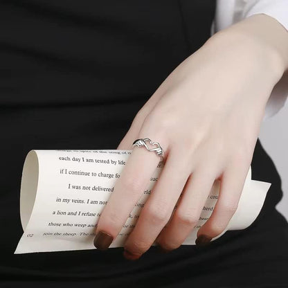 Adjustable heart ring engraved I Love You Forever detail
