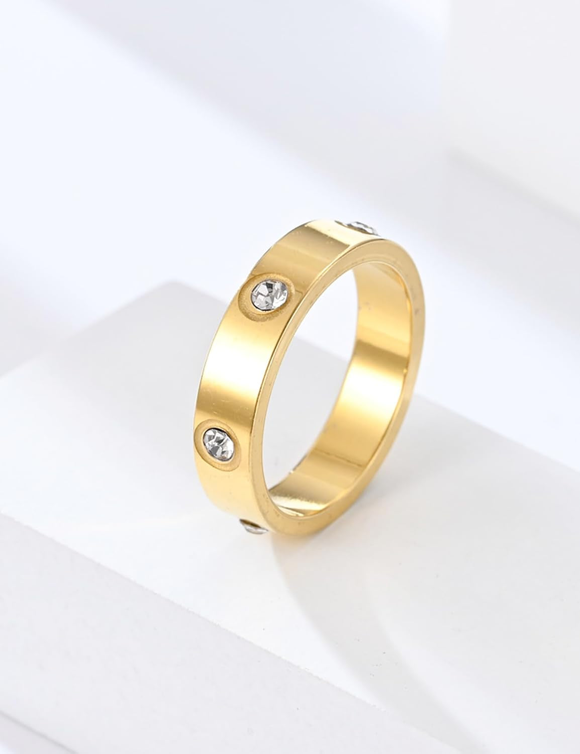 Gold 18K couple promise ring pair stainless steel