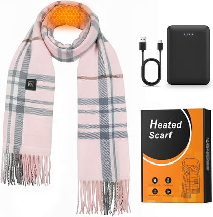 WELUK Heated Scarf for Women Men with 5000Mah Rechargeable Battery, 3 Temperature Settings Winter Electric Heating Neck Scarf