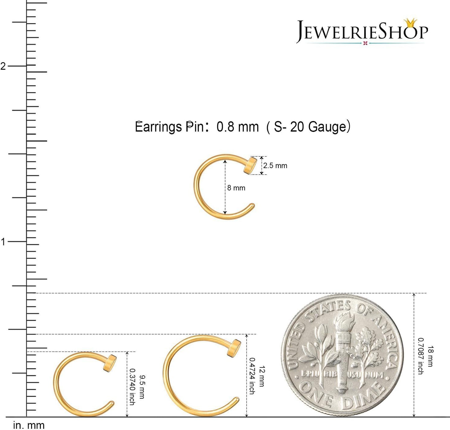 Jewelrieshop Nose Rings Hoop 20G Stainless Steel Nose Piercing Jewelry Fake Lip Hoop Rings for Women Men