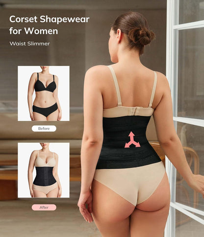 Women wearing black LODAY waist cincher for tummy control