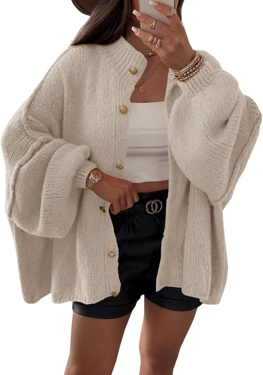 Saodimallsu oversized chunky knit cardigan front view