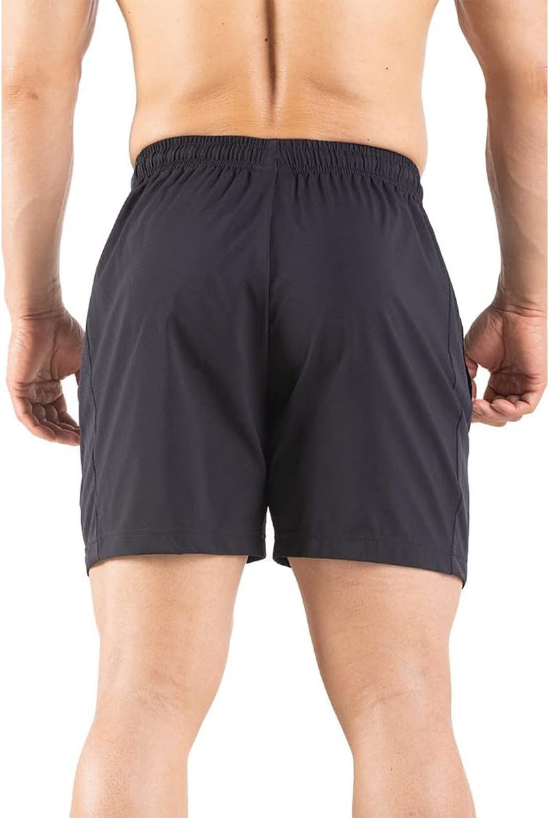 Side view of men's gym shorts demonstrating invisible drawcord design