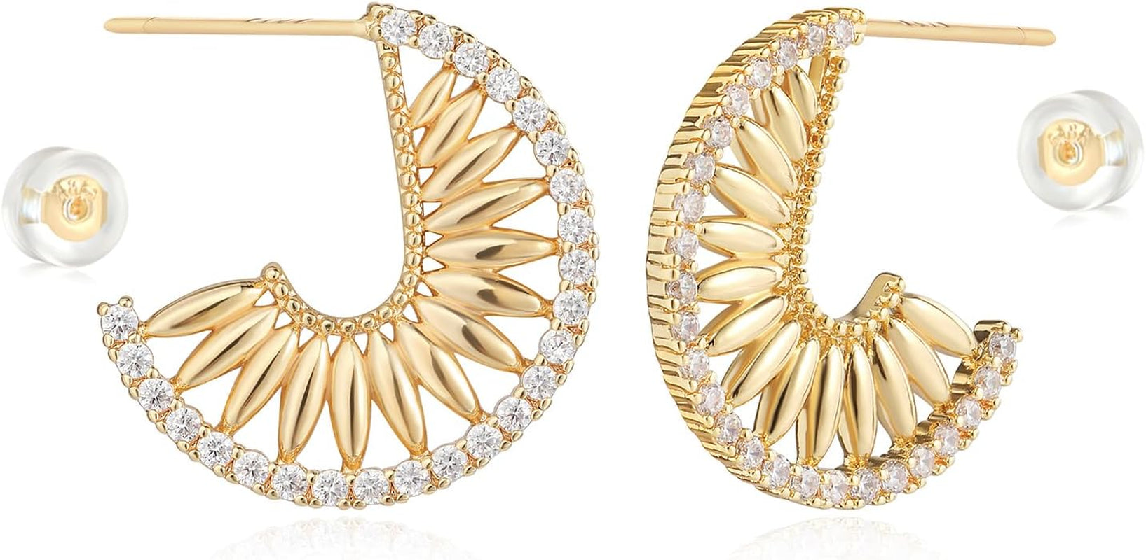 MYEARS Women Hoop Earrings Gold 14K Gold Filled Small Simple Handmade Hypoallergenic Everyday Illusion Jewelry