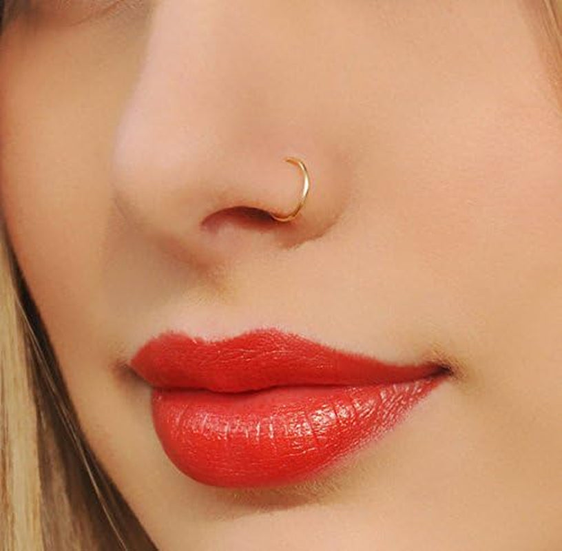 Briana Williams Fake Lip Piercing Fake Lip Ring Fake Nose Ring Fake Nose Piercing Faux Lip Rings Fake Snake Bite Piercing Clip on Non Piercing Double Cartilage Helix Earrings Ear Cuff for Women Men