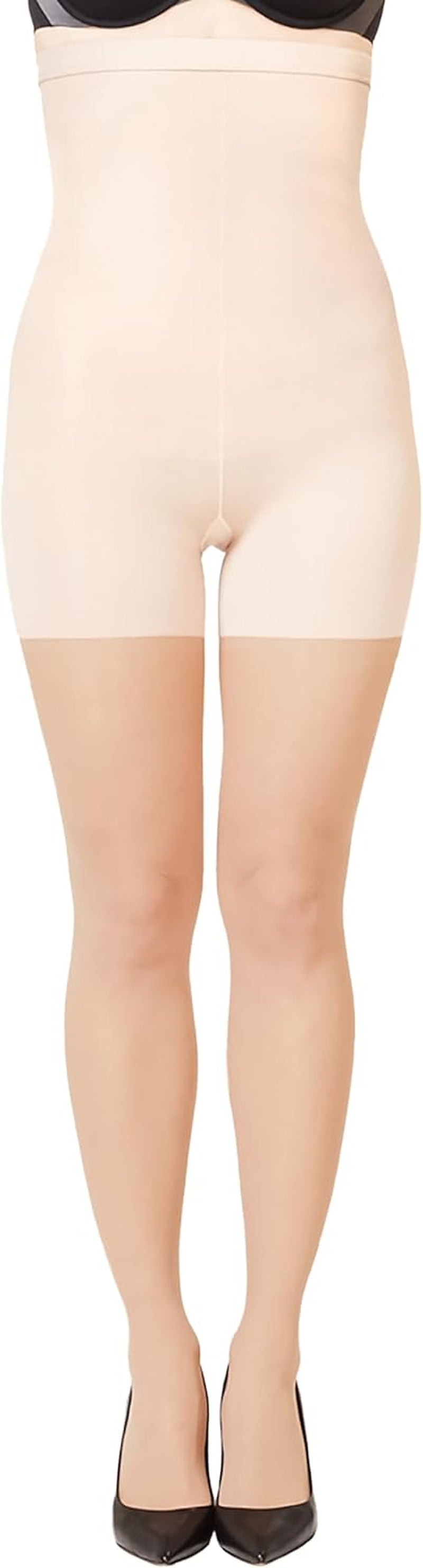 Built-in shaper high-waisted pantyhose sizing guide