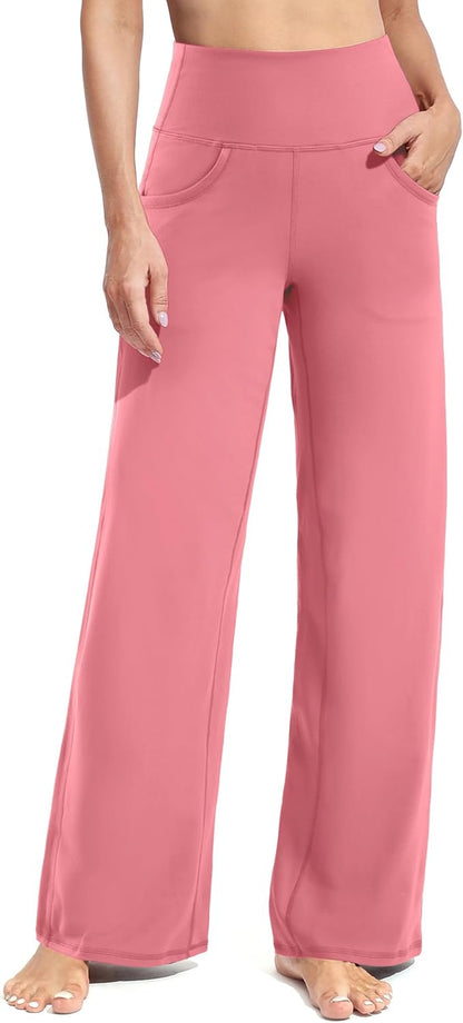 Promover Wide Leg Pants Woman Yoga Pants with Pockets Stretch Loose Casual Lounge Sweatpants Petite/Regular/Tall