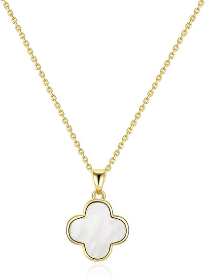 Four Leaf Clover Necklace for Women, Double Sided Mother of Pearl Pendant, Adjustable Chain, Dainty Gold Necklace, Elegant Necklaces for Women Jewelry Gifts