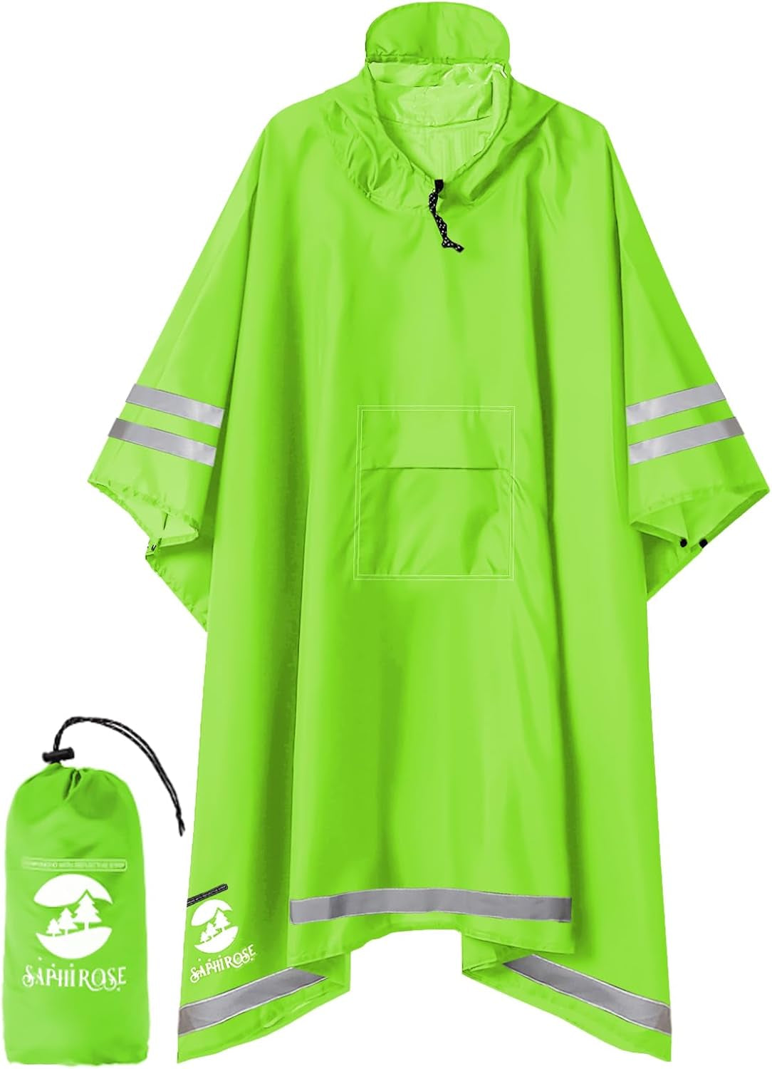 Saphirose Hooded Rain Poncho Waterproof Raincoat Jacket for Men Women Adults