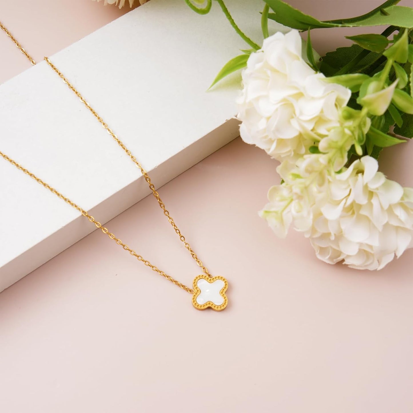 Gold Jewelry Set, Clover Bracelet Clover Necklace Clover Earrings for Women