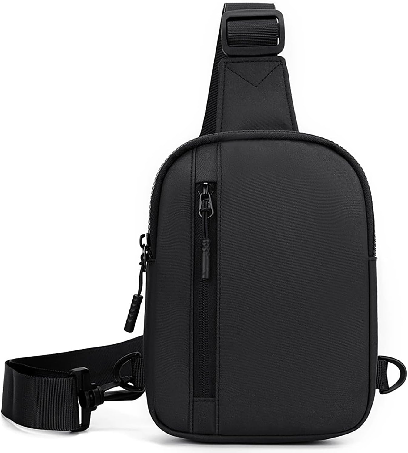 Top view of small chest bag showing organization and capacity