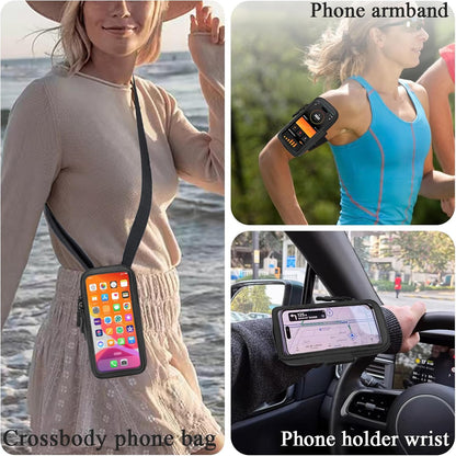 Phone armband with reflective trim for visibility during workouts