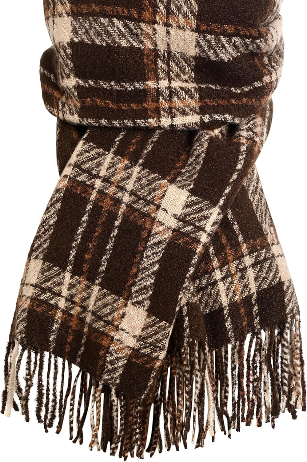 Winter Scarf for Women, Fashion Plaid Blanket Scarves with Fringe, Long Soft Scarf Shawl Wraps