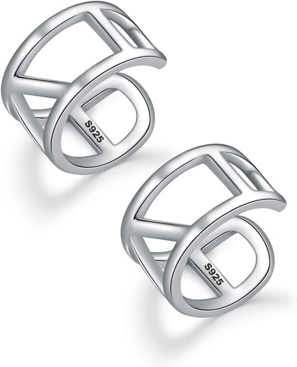 CHIC & ARTSY 925 Sterling Silver Ear Cuffs for Women, Non Piercing Clip on Cartilage Cuffs, Adjustable Fake Conch & Helix Earrings, Gold Plated & Oxidized Various Styles