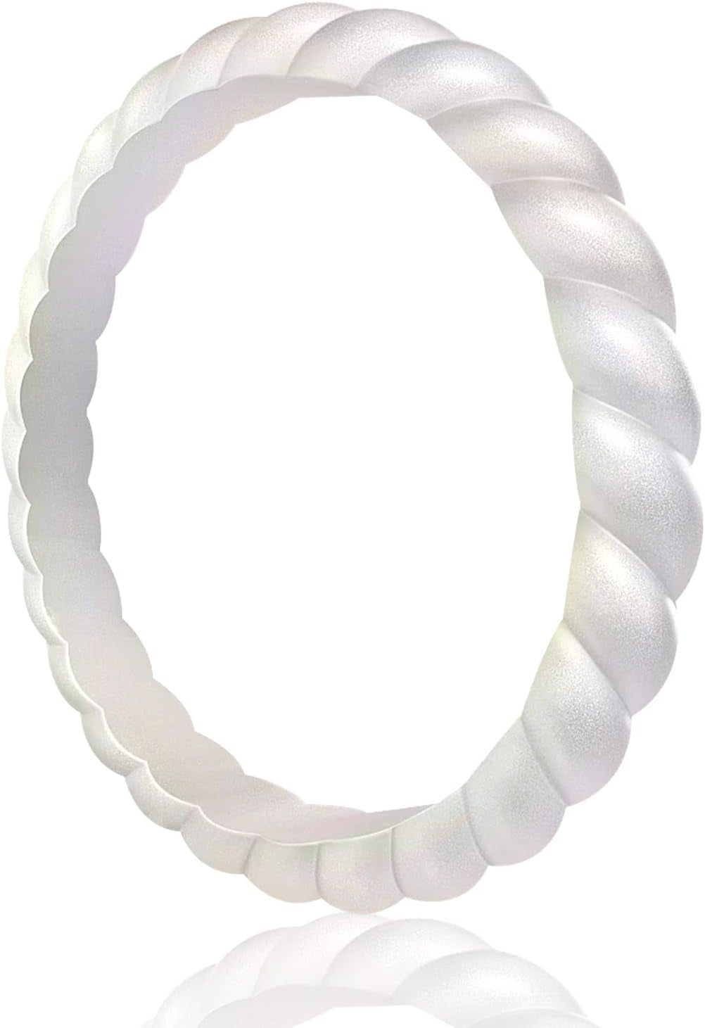 Egnaro Silicone Wedding Ring for Women,Thin and Stackble Braided Rubber Wedding Bands,No-Toxic,Skin Safe