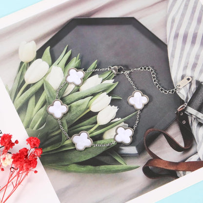 3PC Clover Bracelets Set 18K Gold Plated Lucky Clover Bracelet Women Adjustable Link Bracelets Cute Gold Jewelry