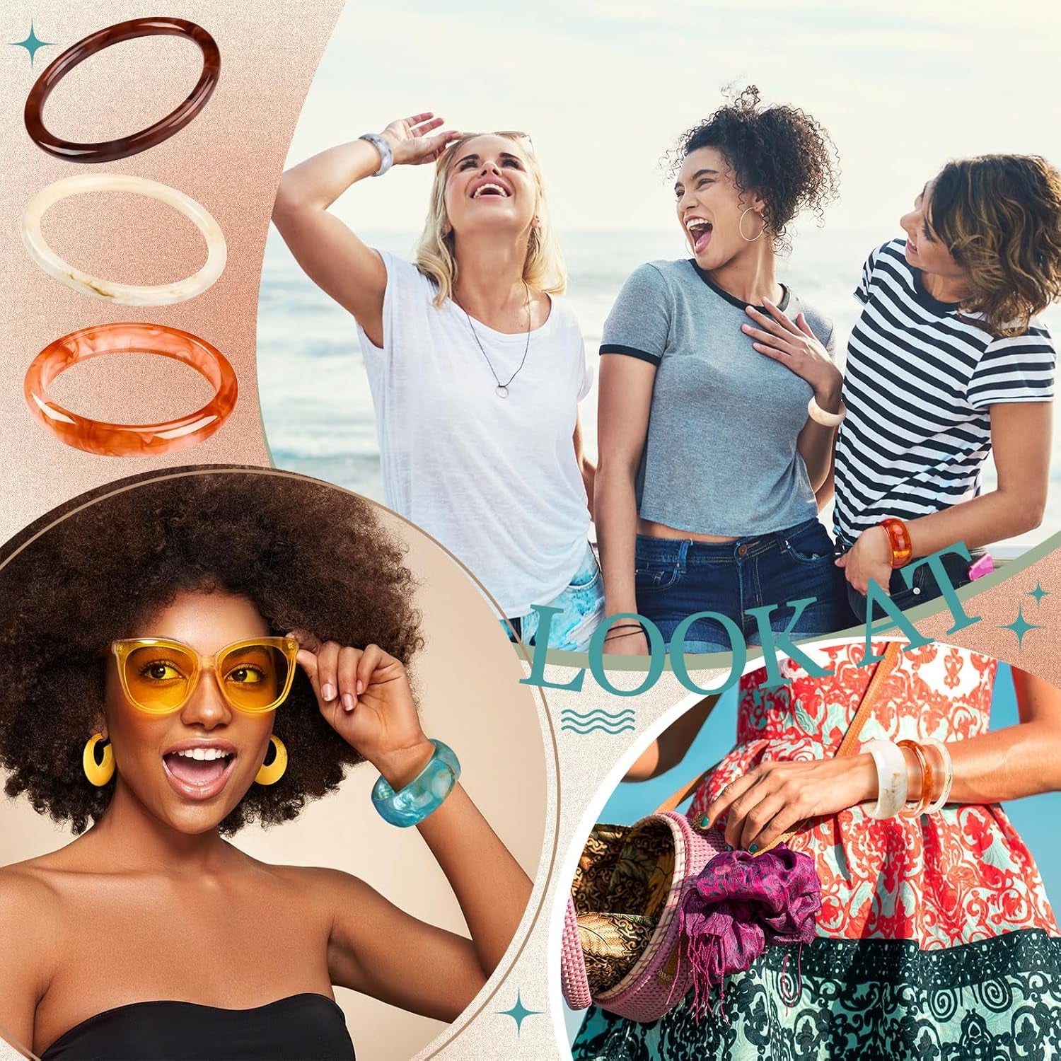 8 Pcs Acrylic Resin Chunky Bangle Bracelets for Women Colorful Punk Geometric Wristband, Christmas Jewelry Gifts