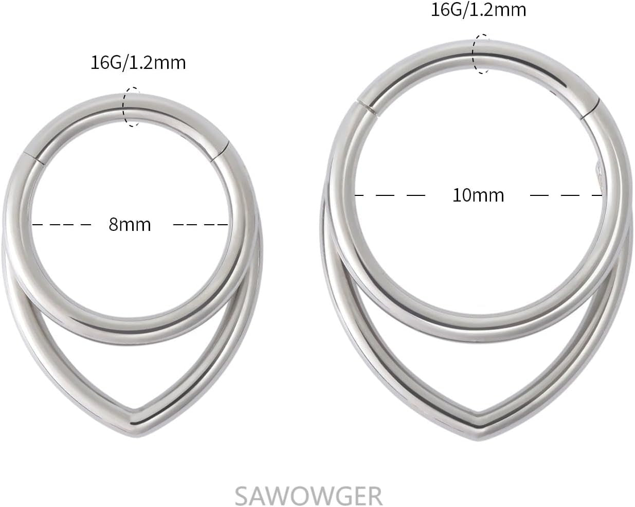 16G Titanium Septum Rings Double Septum Jewelry Daith Piercing Jewelry Silver Gold Hinged Segment Helix Clicker Piercing Jewelry 8 Mm 10 Mm Seamless Ring Hypoallergenic Jewellery for Her