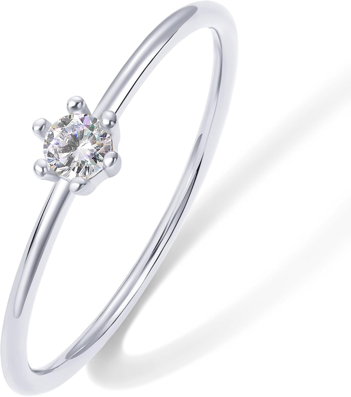 PAVOI 18K Gold Plated Marquise round Mini Cubic Zirconia Stackable Rings for Women | Dainty Stacking Thin Band for Women